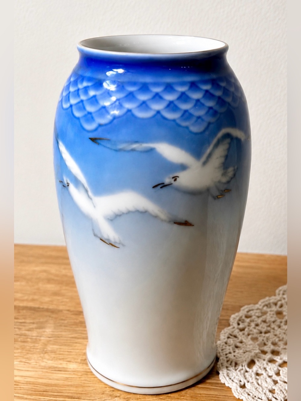 Vintage Bing and Grøndahl Seagull Vase Denmark. Porcelain Bud Vase